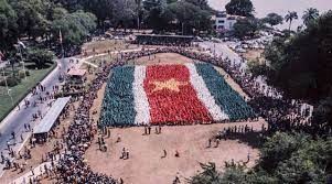 Suriname people form the flag